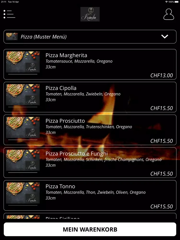 Capturas de tela do Kränzlin Pizzeria Emmen iPad 