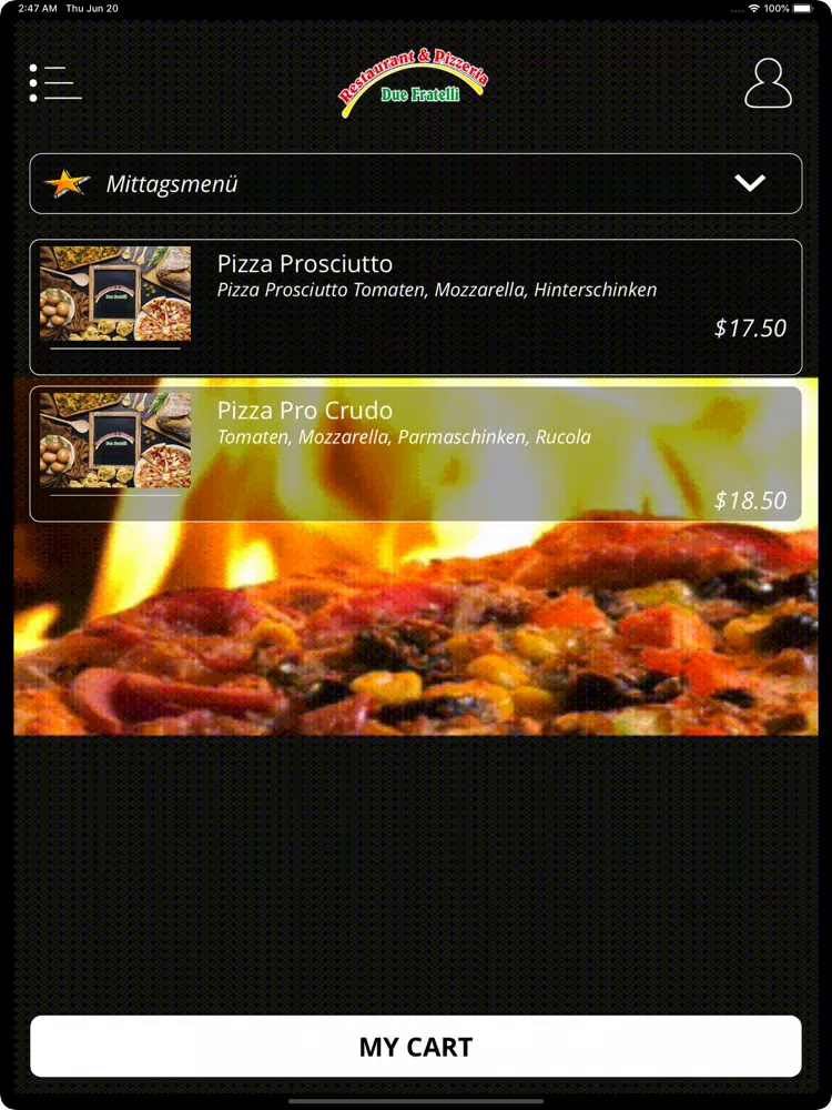 Tangkapan skrin Pizzeria Due Fratelli iPad 