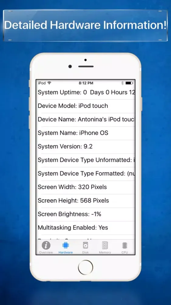 Tangkapan layar System Info - Device information