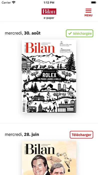 Ảnh chụp màn hình của Bilan, le magazine
