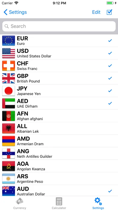 Capturas de tela do Exchange rate converter