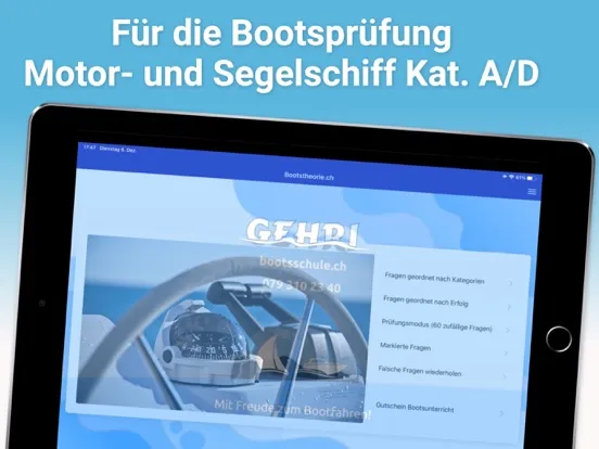 Captures d'écran de Bootstheorie.ch Kat. A/D iPad 