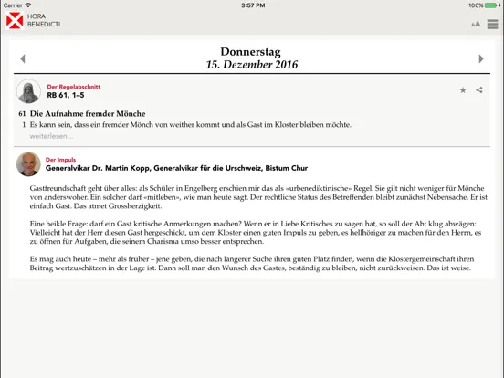 Tangkapan skrin Hora Benedicti iPad 
