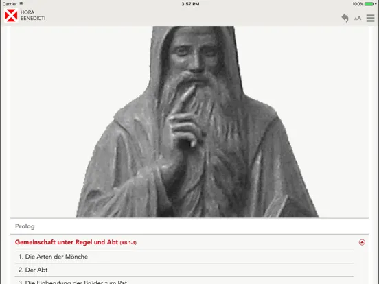 Tangkapan skrin Hora Benedicti iPad 