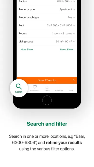 Screenshot di Comparis Immobilien Swiss