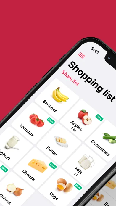 Zrzuty ekranu WeNeed. The shopping list
