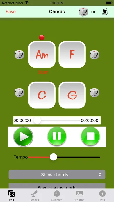 Tangkapan layar Chord dice