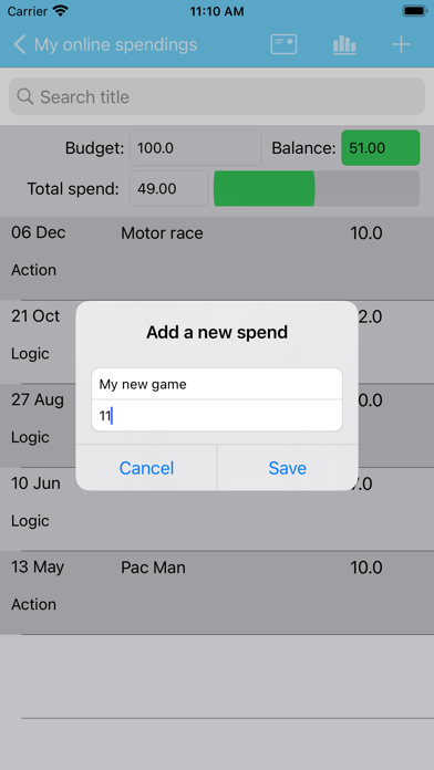 Online Spendings Screenshots