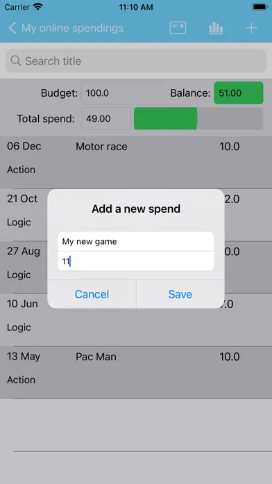 Zrzuty ekranu Online Spendings
