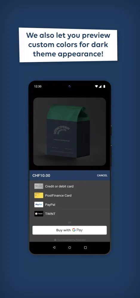 Tangkapan skrin Datatrans SDK Showcase