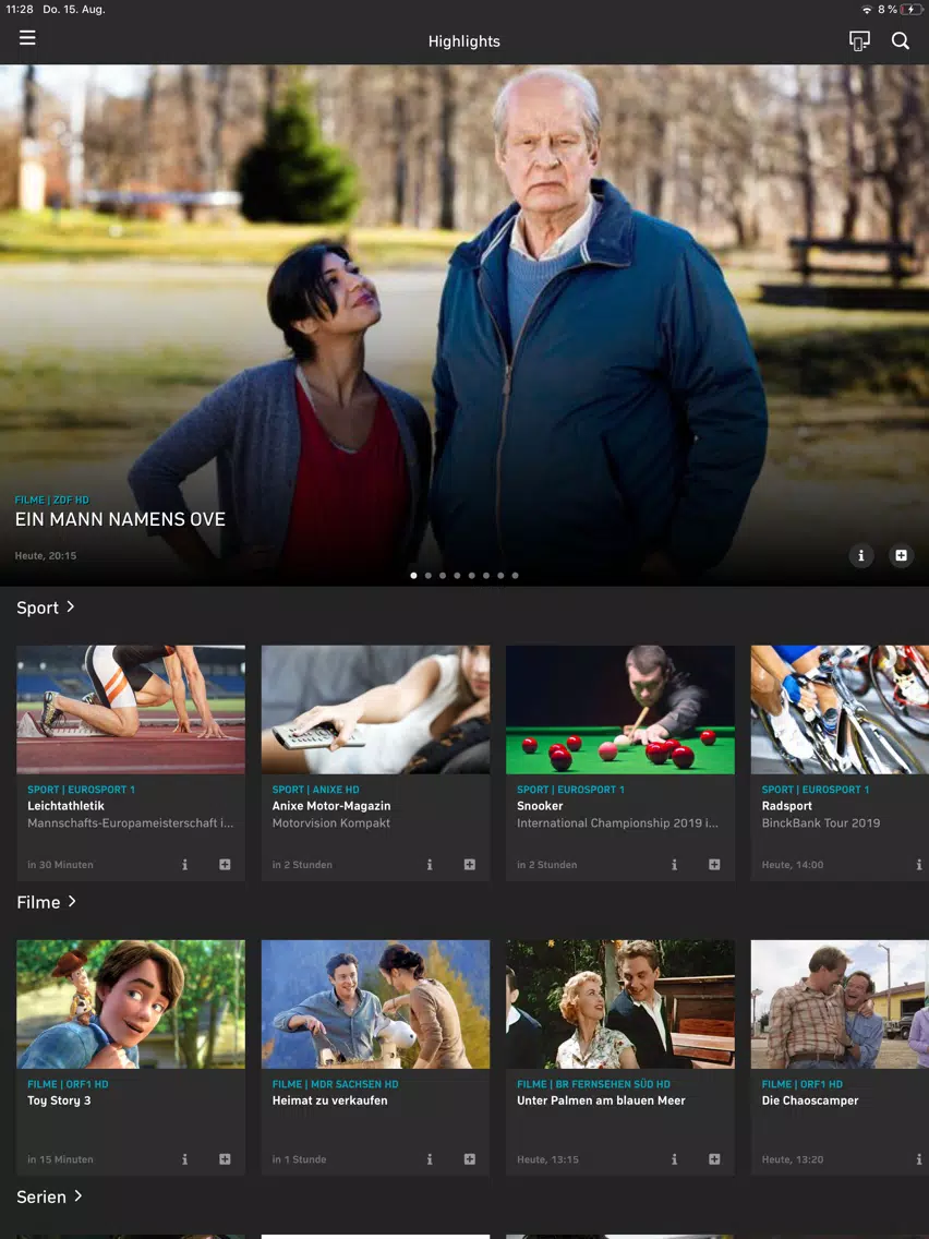 Capturas de pantalla de myVision mobile TV iPad 