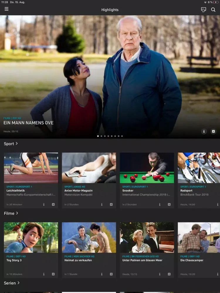 Tangkapan skrin myVision mobile TV iPad 