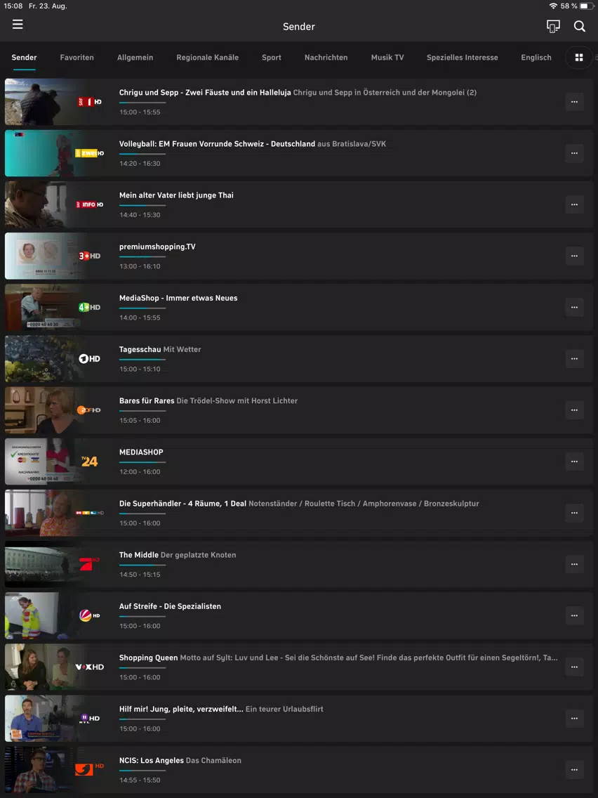 Capturas de pantalla de myVision mobile TV iPad 