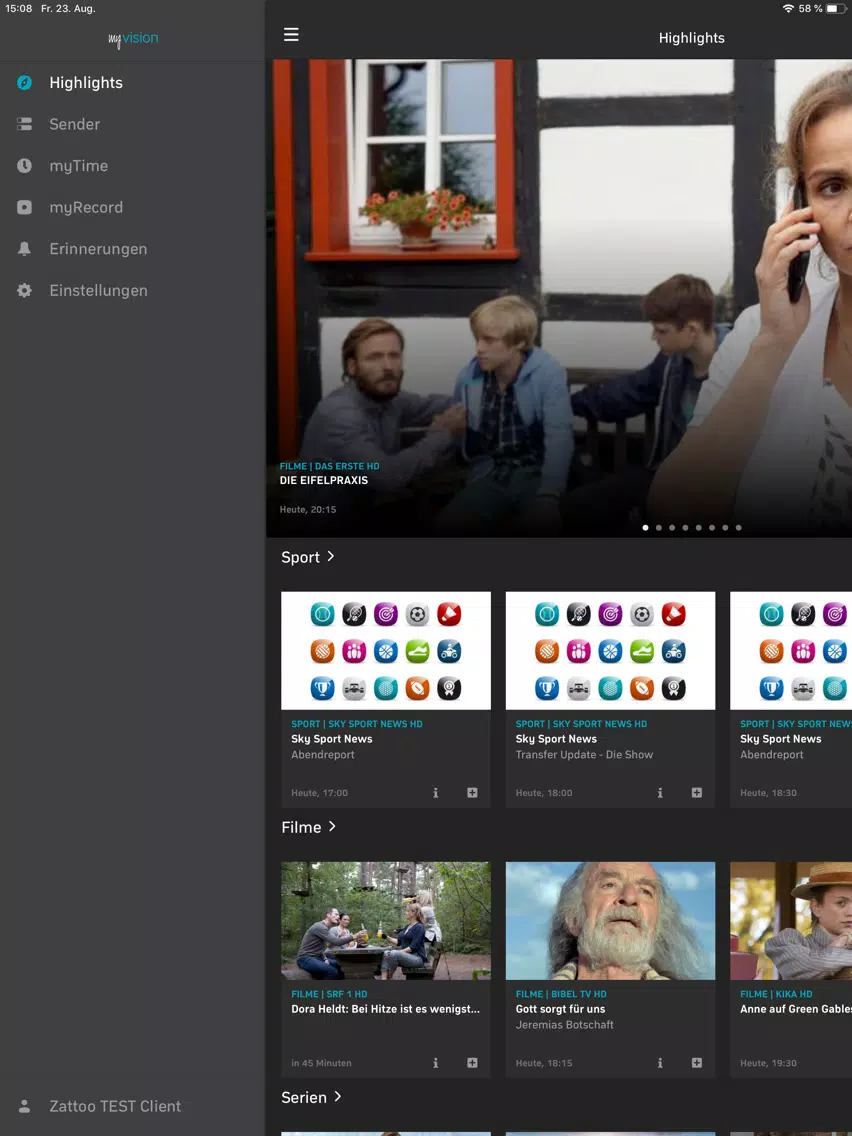 Capturas de pantalla de myVision mobile TV iPad 