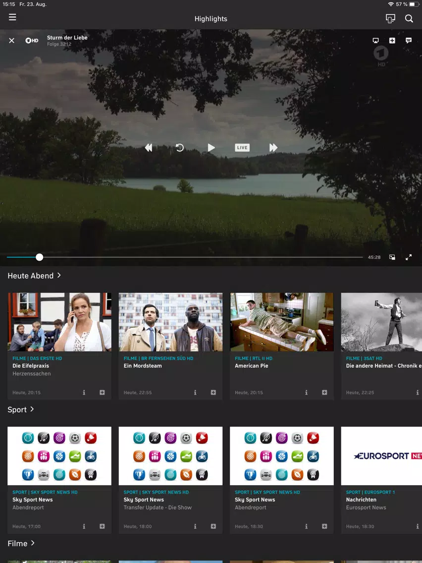 Capturas de pantalla de myVision mobile TV iPad 