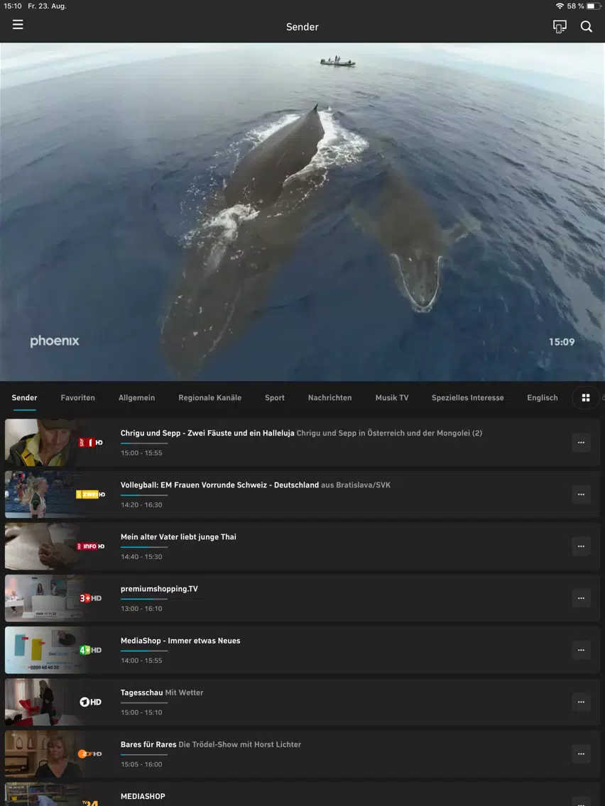 Capturas de pantalla de myVision mobile TV iPad 