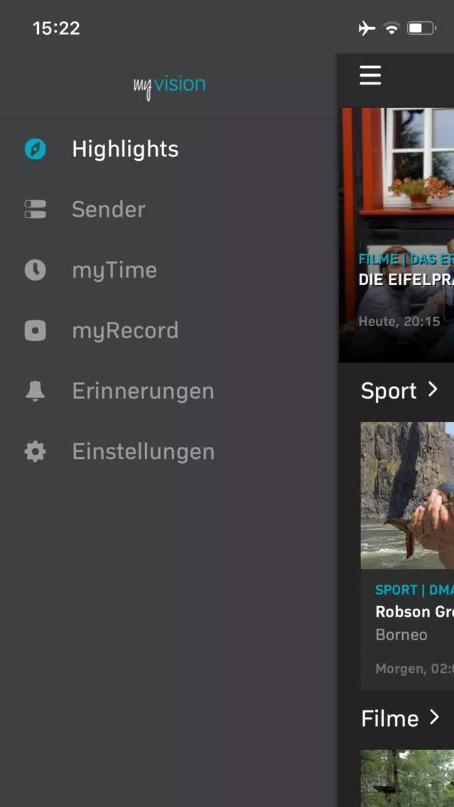Capturas de pantalla de myVision mobile TV