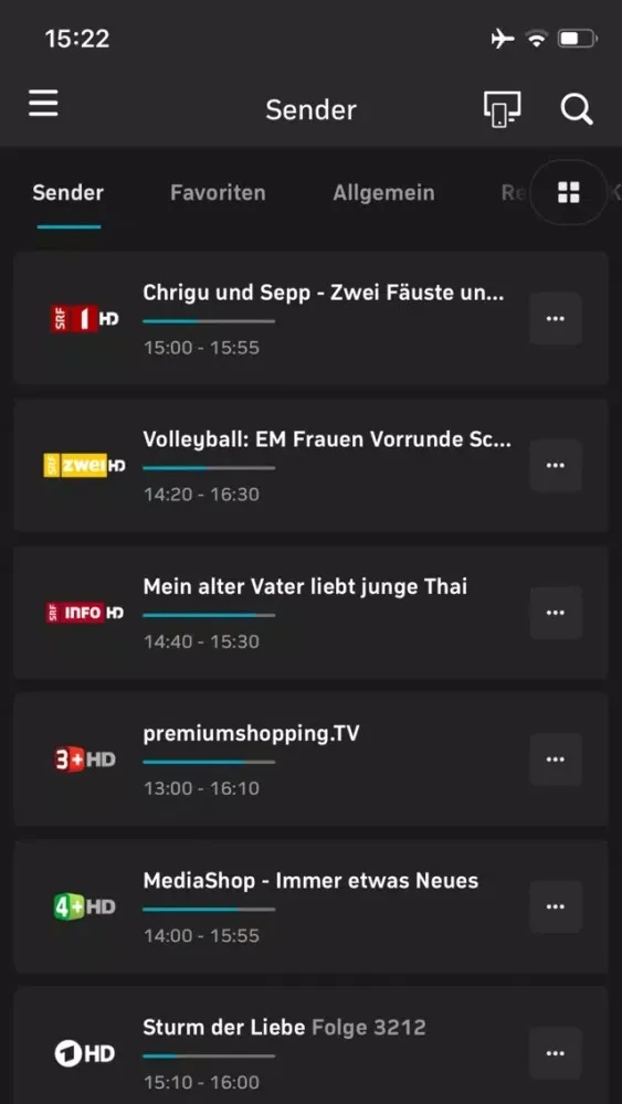 Tangkapan skrin myVision mobile TV