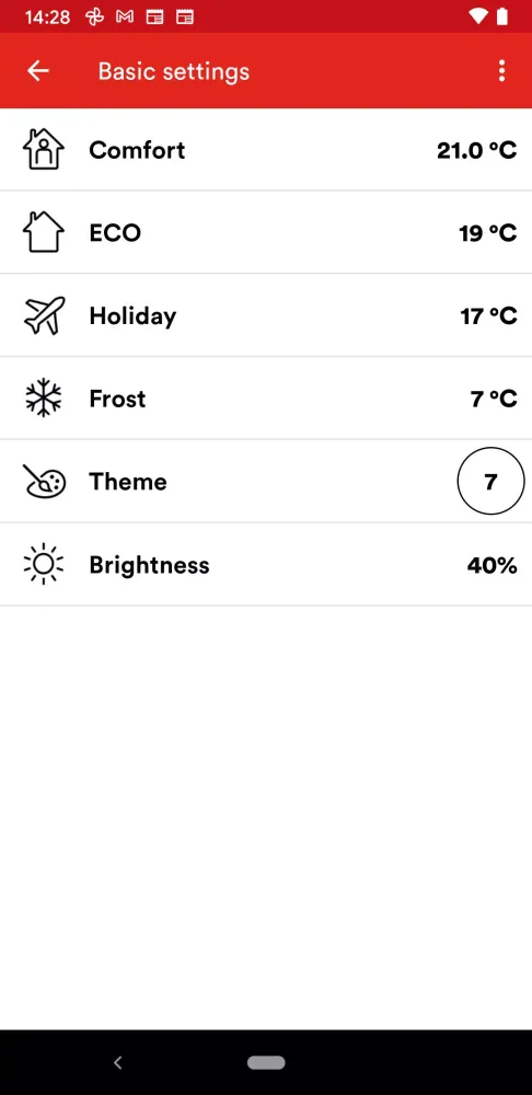 Feller Thermostat Screenshots