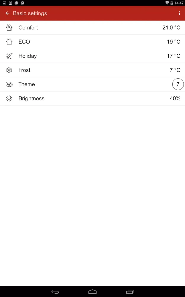 Feller Thermostat Screenshots
