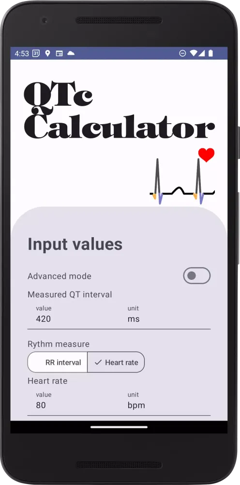 Tangkapan skrin QTc Calculator