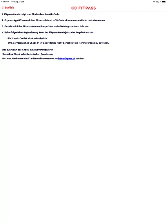 ภาพหน้าจอของ FITPASS PARTNER iPad 