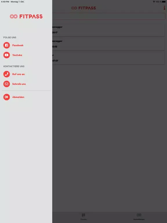 ภาพหน้าจอของ FITPASS PARTNER iPad 