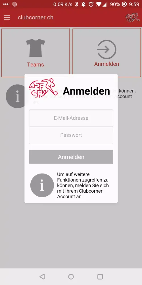 clubcorner.ch Screenshots