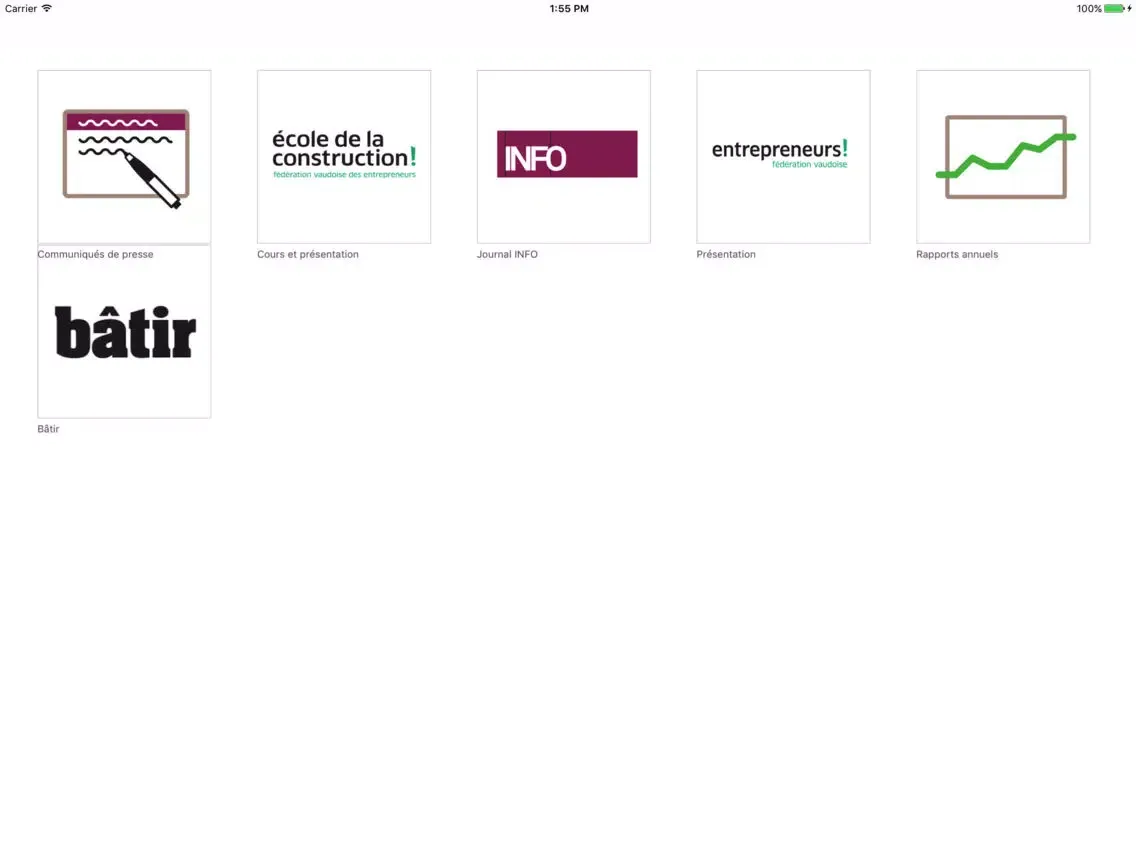 Tangkapan layar Publications FVE iPad 