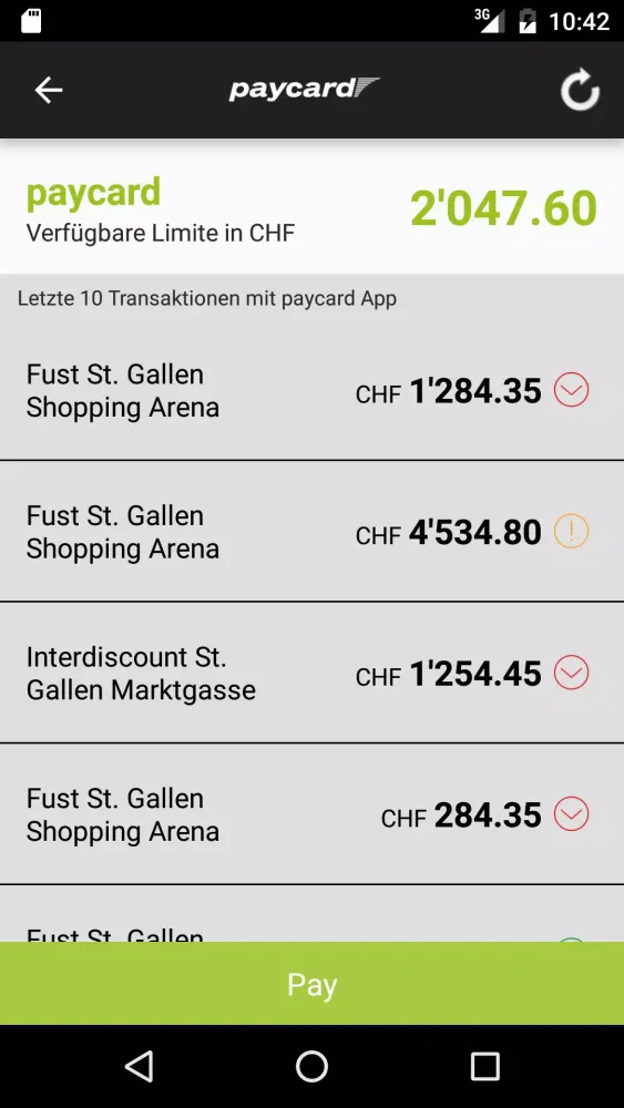 Tangkapan layar paycard