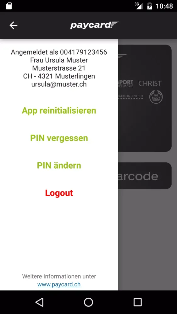 Tangkapan layar paycard