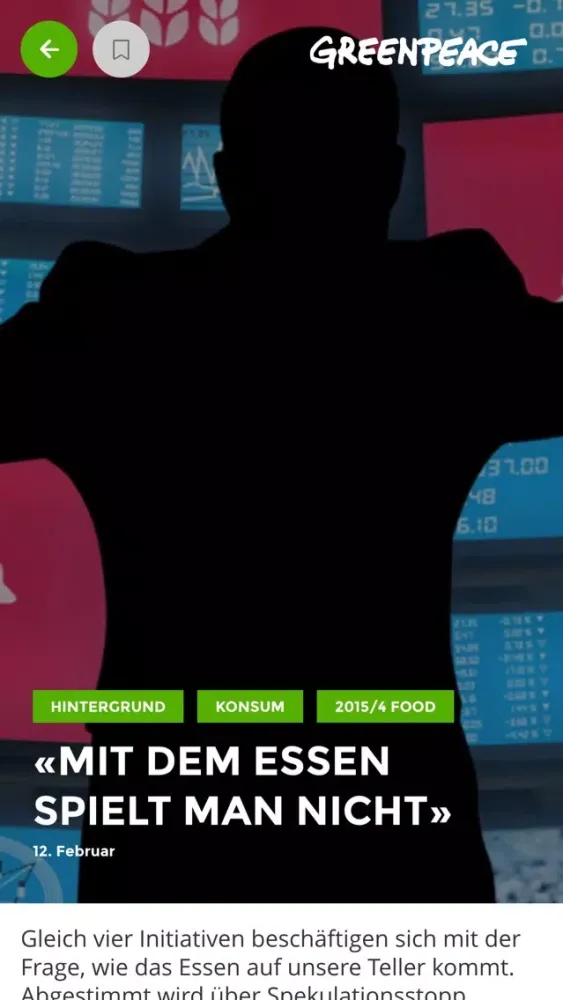 Magazin Greenpeace Schweiz سکرین شاٹس