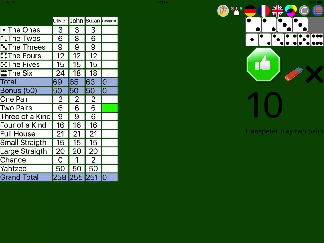 Yatzee Scorecard iPad  Ekran Görüntüleri