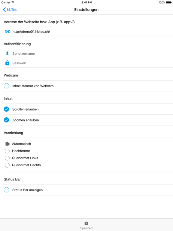 Tangkapan layar intranet iPad 