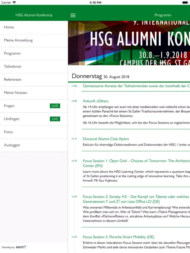 HSG Alumni Konferenz iPad  Screenshots