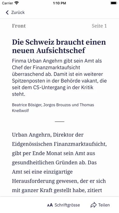 Basler Zeitung E-Paper Screenshots
