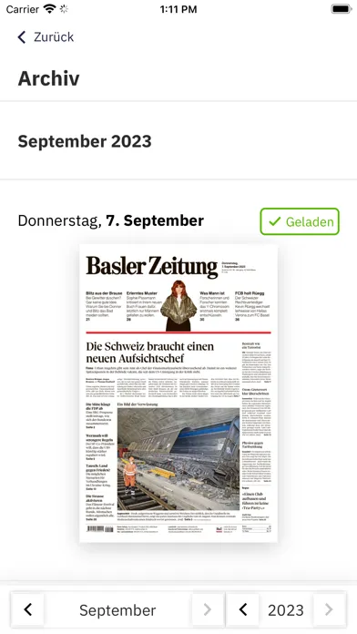 Basler Zeitung E-Paper Screenshots