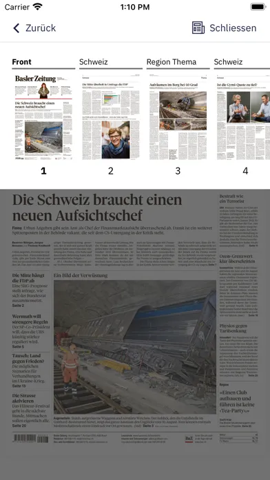Basler Zeitung E-Paper Screenshots