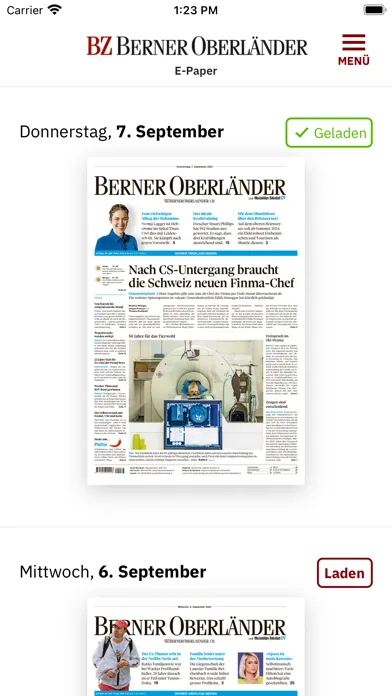 Captures d'écran de BZ Berner Oberländer E-Paper