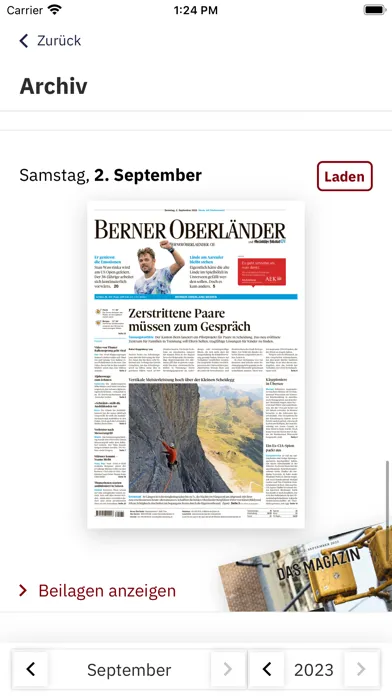Captures d'écran de BZ Berner Oberländer E-Paper