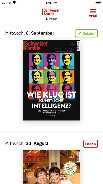 Tangkapan skrin Schweizer Familie E-Paper