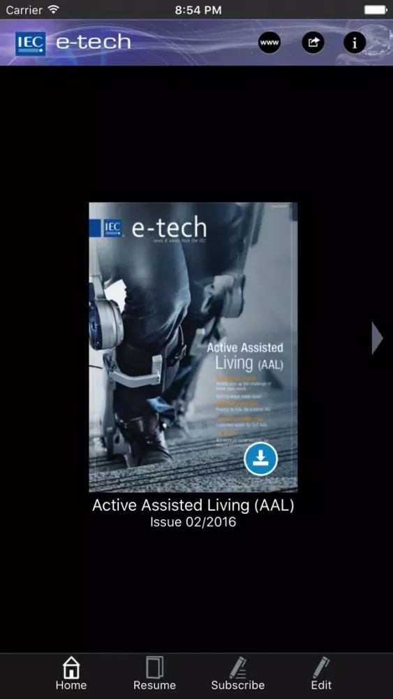 Capturas de tela do IEC etech