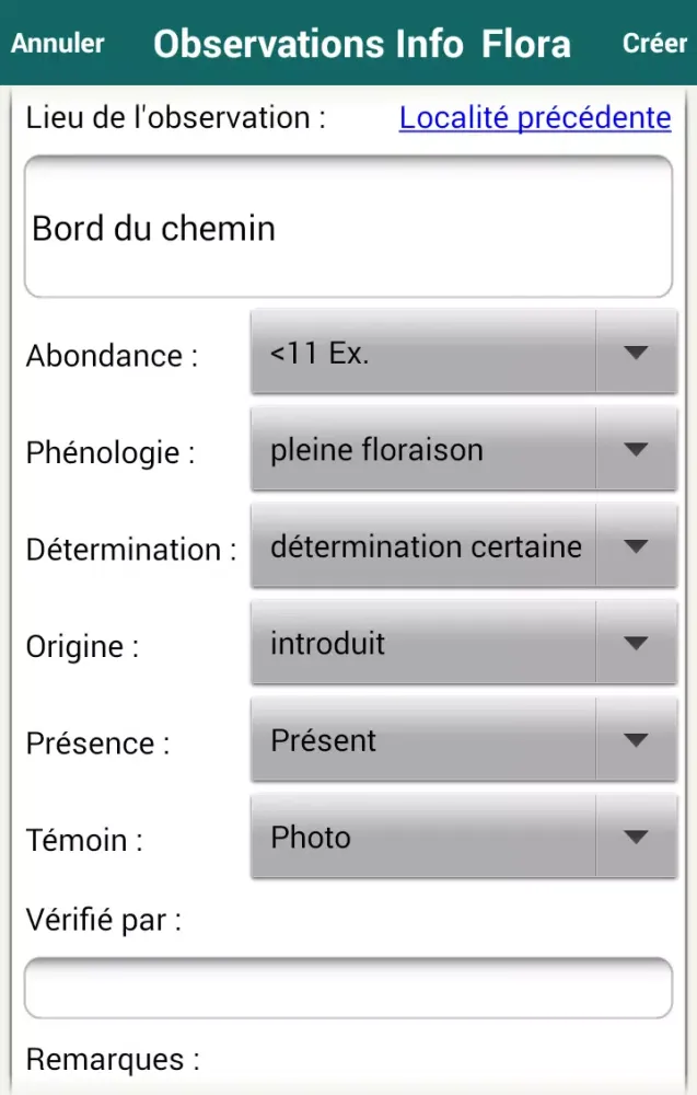 Ảnh chụp màn hình của Info Flora