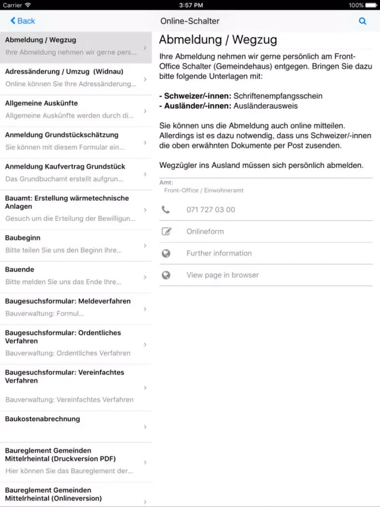 Widnau iPad  Screenshots