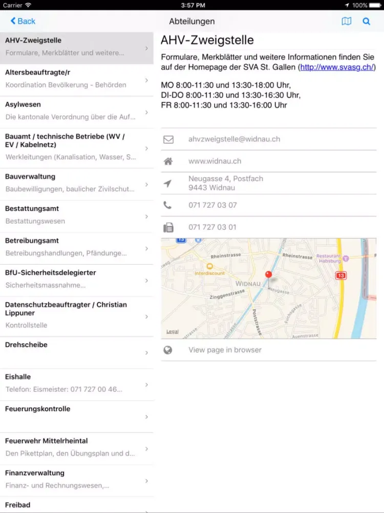 Widnau iPad  Screenshots