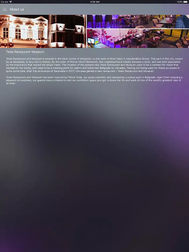 Tesla Restaurant Museum iPad 應用截圖