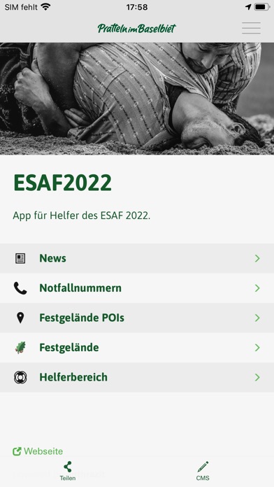 Screenshot di Helfer App ESAF 2022