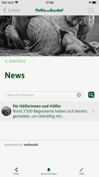Screenshot di Helfer App ESAF 2022