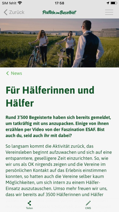 Screenshot di Helfer App ESAF 2022