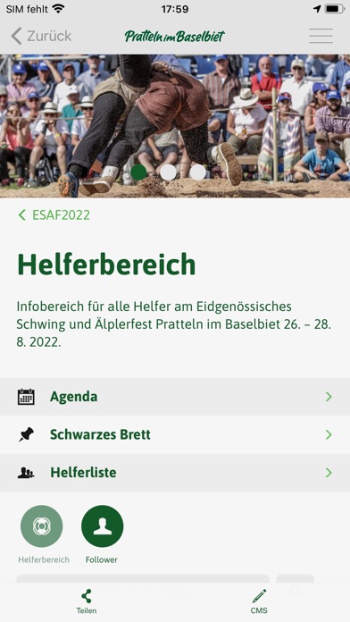 Screenshot di Helfer App ESAF 2022